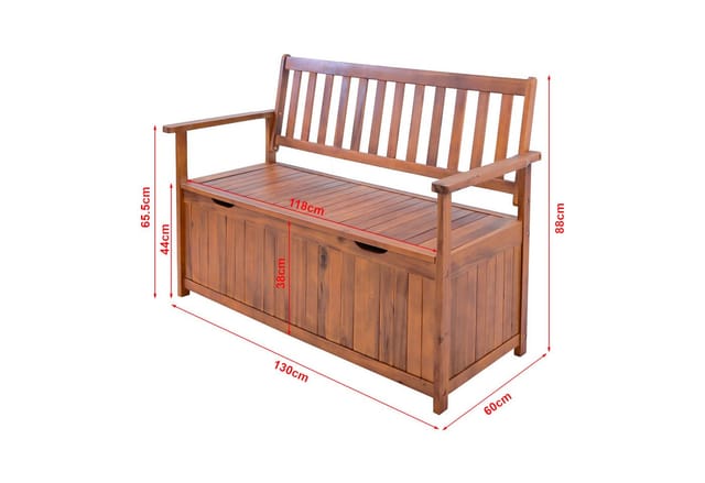 Gartenbank Avezzano Mit Staufach 130x60x88cm Akazie Fsc®-zertifiziert [en.casa]