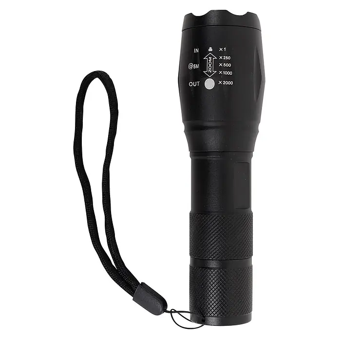 LED-Taschenlampe Stablampe TYZON (Batteriebetrieben, Schwarz, 300 lm)