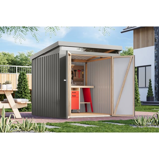 Karibu Gartenhaus Leopard graualuminium