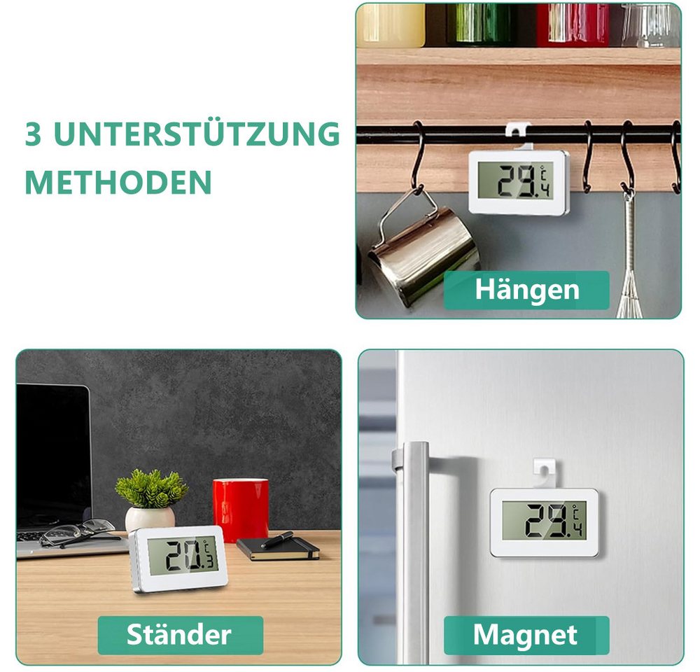 TUWENA Kühlschrankthermometer Digitale Kühlschrankthermometer, 2 Stk Mini Gefrierschrank Thermometer, 2-tlg., Refrigerator Thermometer, LCD-Anzeige,für Küche/Restaurants/Bars/Cafés Bild 5