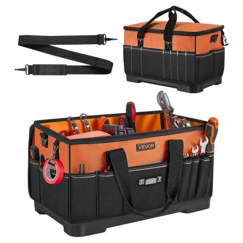 VEVOR Werkzeugtasche 51x26x30cm, Aufbewahrungstasche mit 14 Innen- & 19 Außenfächern, Wasserfester Werkzeug-Organizer aus Polyester mit Schultergurt & Reißverschluss, Werkzeugbeutel für Handwerker
