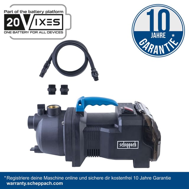 Akku Gartenpumpe 40v Durchfluss 3000l/h Scheppach Set S2 C-gp3000-x