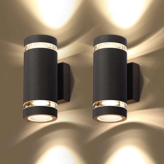 Led-wandleuchte, Außenwandleuchte, Ip65 Wasserdichte Außenleuchte, Moderne 3000k Aluminium-wandleuchte Für Garten, Garage, Terrasse, Patio, Eingangsbereich, Außenbeleuchtung, 2 Stück Schwarze Runde