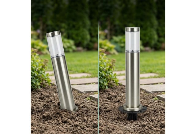 Relaxdays Erdspieß Für Gartenleuchte, 4er Set, Bodenanker Gartenlampe, Kabelführung, Erdnagel 30 Cm, Edelstahl, Silber