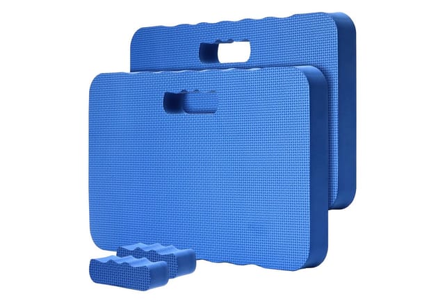 Relaxdays Kniekissen, 2er Set, Garten, Werkstatt, Yoga, Schaumstoff, Tragegriffe, Hxbxt: 4 X 46 X 28 Cm, Kniehilfe, Blau