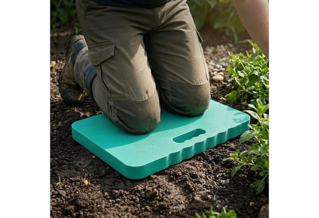 Relaxdays Kniekissen, 2er Set, Garten, Werkstatt, Yoga, Schaumstoff, Tragegriffe, Hxbxt: 4 X 46 X 28 Cm, Kniehilfe, Grün