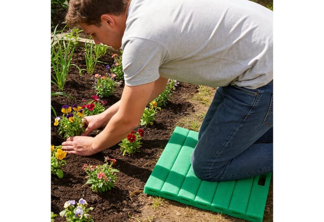 Relaxdays Kniekissen, 2er Set, Garten, Werkstatt, Yoga, Schaumstoff, Tragegriffe, Hxbxt: 3 X 35 X 30 Cm, Kniehilfe, Grün