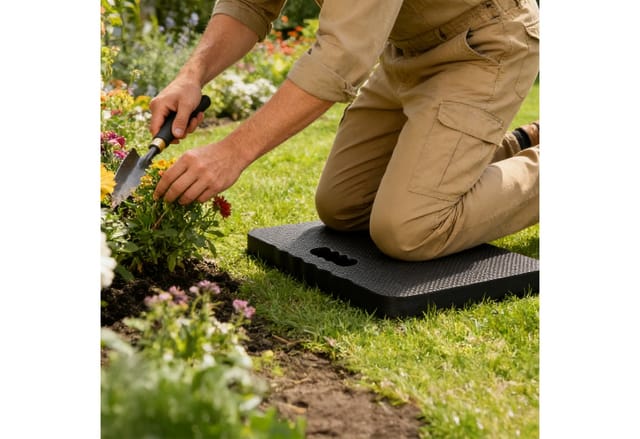 Relaxdays Kniekissen, 2er Set, Garten, Werkstatt, Yoga, Schaumstoff, Tragegriffe, Hbt 4 X 46 X 28 Cm, Kniehilfe, Schwarz