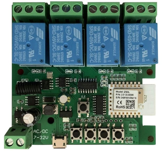 4 Kanal 12v Zigbee Relais Schalter,selbstsicherndes Inching Interlock Smart Timer Schalter Modul,funktioniert Mit Alexa Google Home Tuya Zigbee Hub
