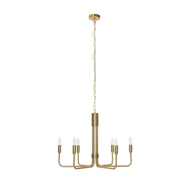 Lindby Kronleuchter Elanova 9639660 Retro Vintage Antik in Gold Messing aus Metall 6-flammig E14 Wohnzimmerleuchte