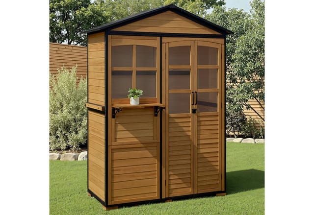 MCombo Gerätehaus M MCombo Gartenschrank Metgallgestell, Gartenhaus Holz 0937
