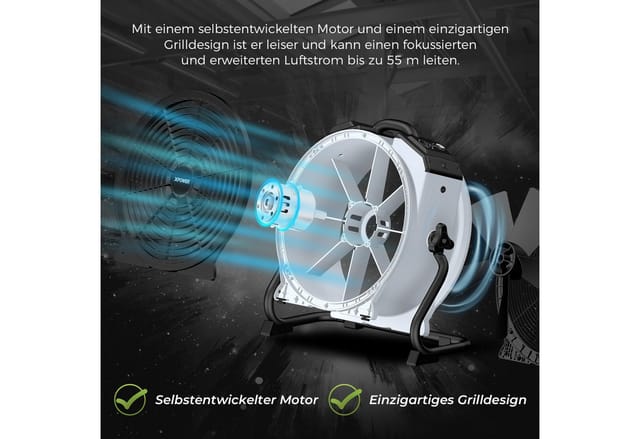XPOWER Tischventilator FC-420 Mehrzweck 18" Luftumwälz Utility Lüfter Elektro Ventilator, 5 Geschwindigkeitsstufen, 3-Stunden-Timerfunktion, 360-Grad-Drehung
