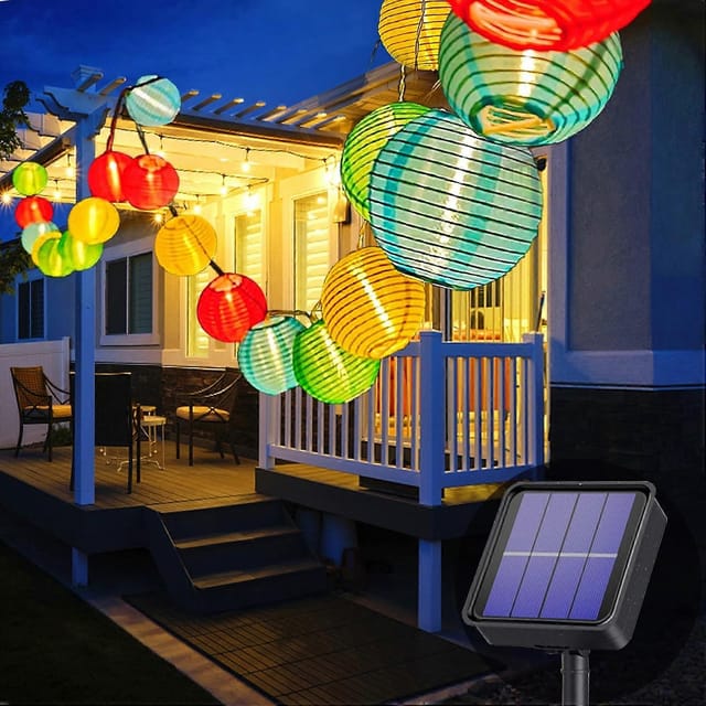 Solarbetriebene Lichterkette Für Den Außenbereich, 7 M/50 Led-laternen, 8 Modi, Wasserdichte Solarbeleuchtung Für Garten, Balkon, Hof, Hochzeiten Und Partys (farbe)