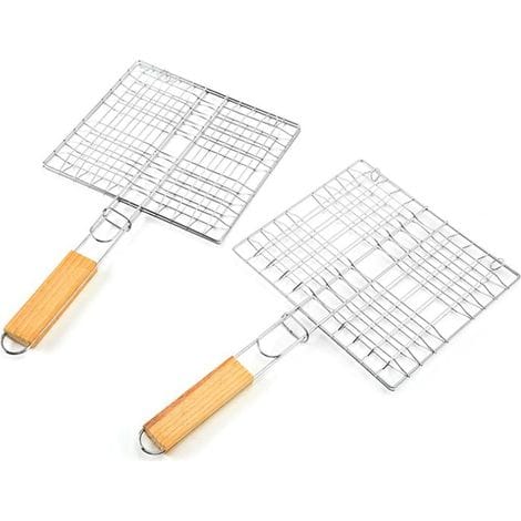 2-teiliges Tragbares Edelstahl-grillset, Edelstahl-grillkorb, Edelstahl-grillrost Für Steaks, Fleisch, Garnelen, Gemüse Und Fisch.