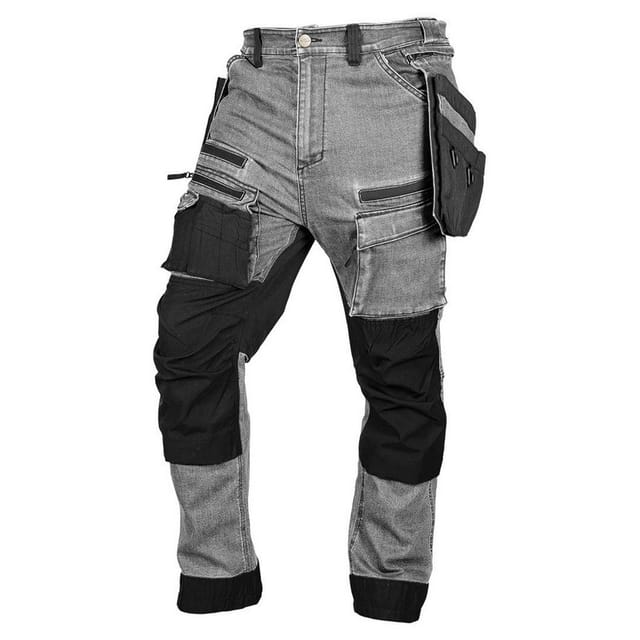 Arbeitshose Aus Denim, Cordura-verstärkungen, Abnehmbare Holstertaschen, Grau, Größe Xl