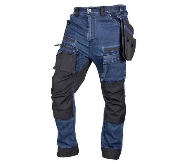 Arbeitshose Aus Denim, Cordura-verstärkungen, Abnehmbare Holstertaschen, Marineblau, Größe L