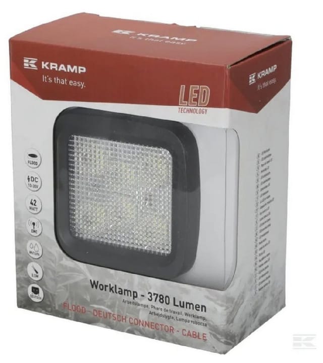 Led-arbeitsleuchte, Quadratisch, 42 W, 3780 Lm, 10/30 V, Diffuses Licht, 6 Leds, Kramp La10028