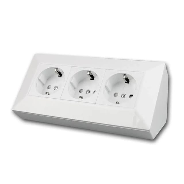 Delphi Steckdosenblock 3-fach, Weiß, 250v/16a, Aufbaumontage