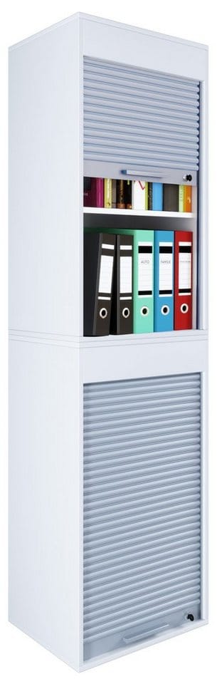 VCM Büroschrank Aktenschrank mit Rollladen Maße ca. H. 186 x B. 50 x T. 40 cm – Aktos XL