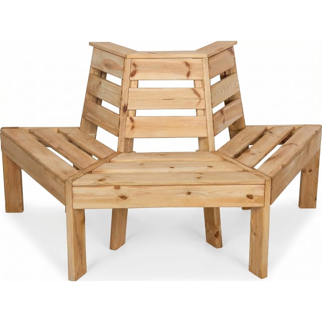 Baumbank 4-Eckig & 180°, ca. 74 x 167 x 75 cm aus Tannenholz