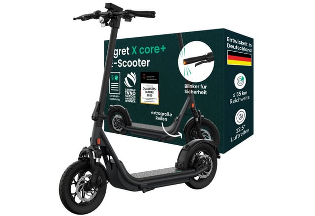 Egret X Core+ E-Scooter (max. 20 km/h, bis zu 55 km, Tragfähigkeit 130kg, Hinterradantrieb, 500W, Blinker)