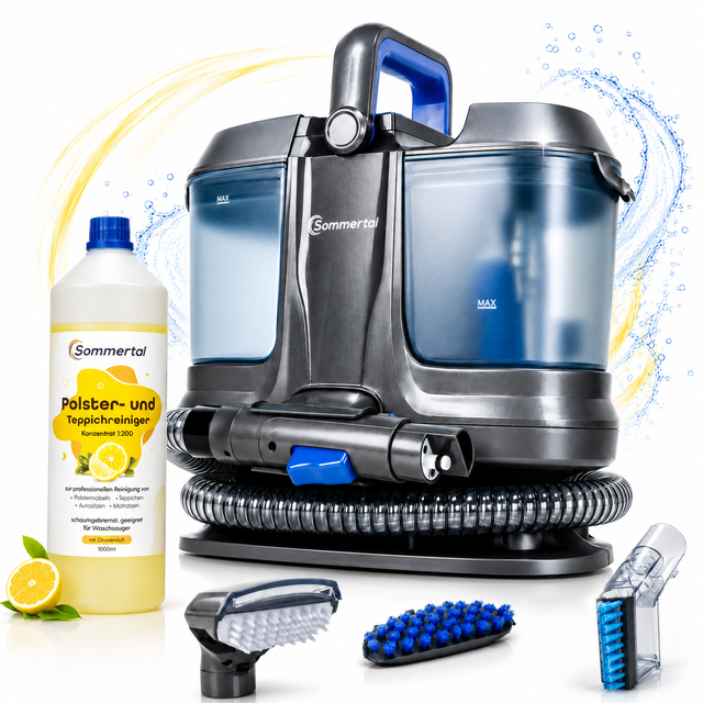 Sommertal Ws600 Polsterreiniger Gerät – Waschsauger 600 Watt, 18 Kpa Nass Trockensauger, Nasssauger Polsterreiniger, Teppichreiniger, Sofa Reiniger