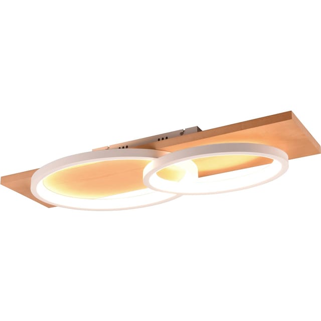 Led Deckenleuchte Barca Dimmbar Naturholz, Metall Weiß, Breite 75cm