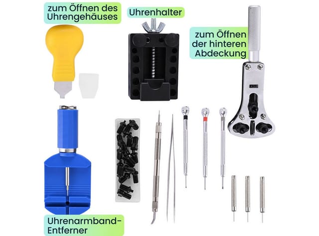 shop'n smile ideoon Reparatur-Set 13-teiliges Uhren-Reparatur-Set mit Uhrmacher-Werkzeugkoffer, 13-St., 13 Präzisionswerkzeuge