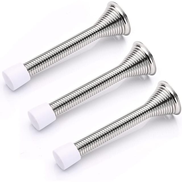 Set Mit 3 85-mm-türstoppern Mit Federmechanismus, Wandmontierte Türstopper Mit Federmechanismus, Türstopper Mit Soft-close-funktion Und Sockel