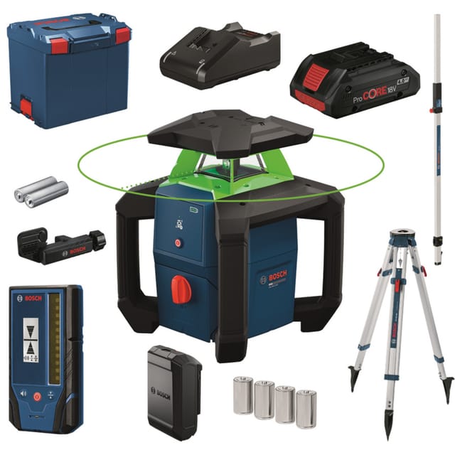Bosch Professional Bosch Rotationslaser Grl18v-3-31g, Incl. Stativ, 1x Akku Procore18v 4 Ah In L-boxx