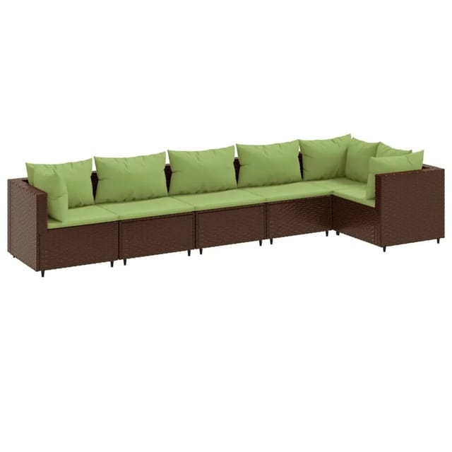 vidaXL 6-tlg Garten-Lounge-Set mit Kissen Braun Poly Rattan Modell 26