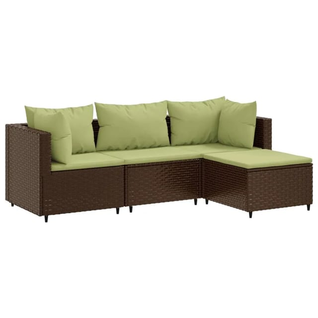 vidaXL 4-tlg Garten-Lounge-Set mit Kissen Braun Poly Rattan Modell 16