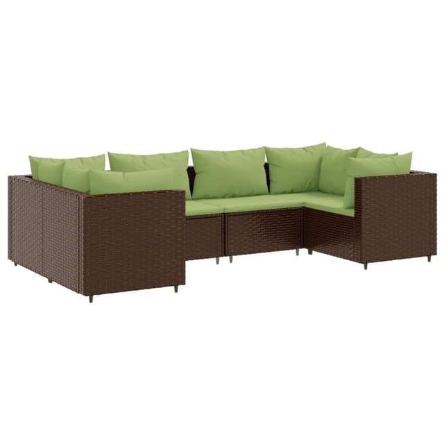 vidaXL 6-tlg Garten-Lounge-Set mit Kissen Braun Poly Rattan Modell 23