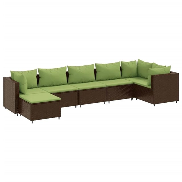 vidaXL 7-tlg Garten-Lounge-Set mit Kissen Braun Poly Rattan Modell 10