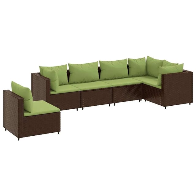 vidaXL 6-tlg Garten-Lounge-Set mit Kissen Braun Poly Rattan Modell 9