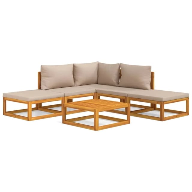 vidaXL 6-tlg Garten-Lounge-Set mit Taupe Kissen Massivholz Modell 4