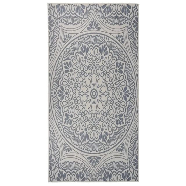 vidaXL Outdoorteppich Flachgewebe 100x200 Cm Blaues Muster 1123999