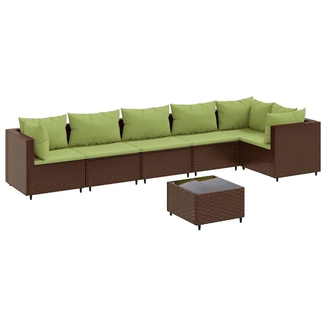 vidaXL 7-Tlg Garten-Lounge-Set mit Kissen Braun Poly Rattan 3308118