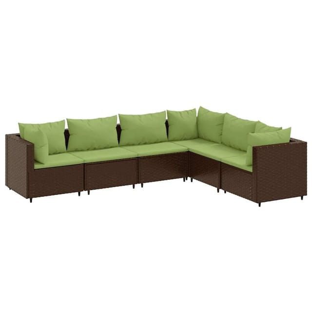 vidaXL 6-Tlg Garten-Lounge-Set mit Kissen Braun Poly Rattan 3308142