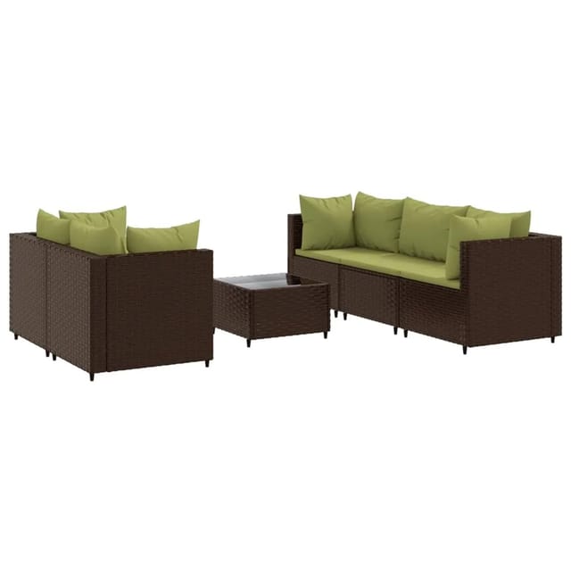 vidaXL 6-Tlg Garten-Lounge-Set mit Kissen Braun Poly Rattan 3308022
