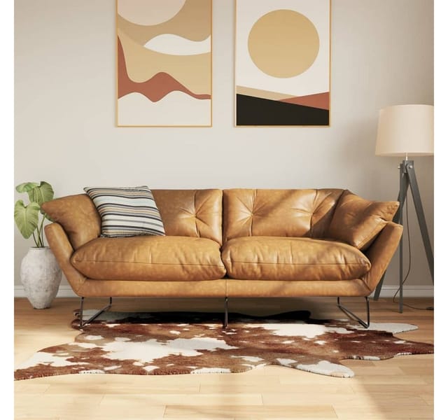 vidaXL Teppich Braun & Weiß 120x170 cm Kuhmuster Waschbar Rutschfest 136624