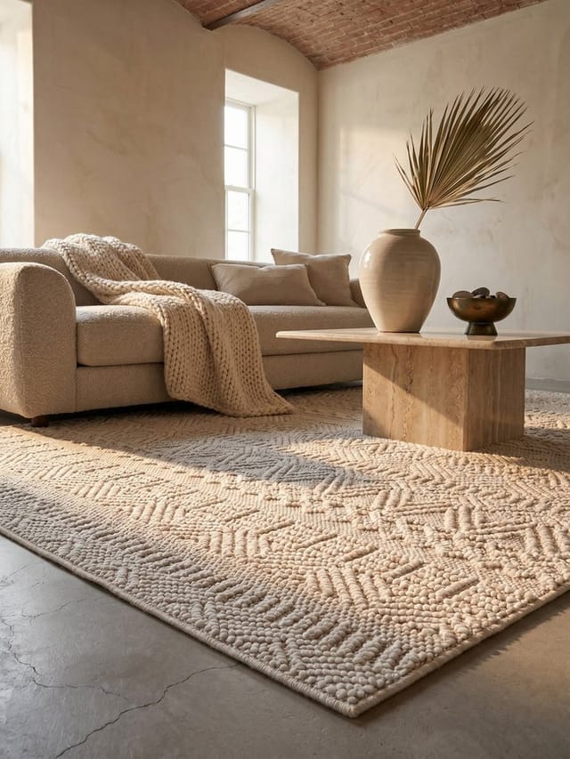KADIMA DESIGN Teppich LANGAU Flachgewebe Ethno Streifen Boho Wohnzimmer Pflegeleicht, Rechteckig, Höhe: 7 mm, Creme, 60x110 cm, Saugroboter OEKO-TEX Fußbodenheizung Strapazierfähig