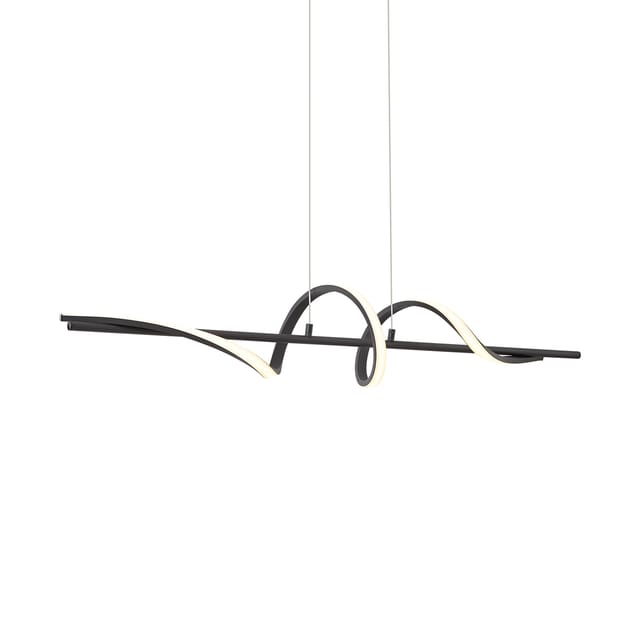 Qazqa Pendelleuchte Wokkel, LED fest integriert, Extra-Warmweiß, QAZQA Hängeleuchte, integrated, Schwarz, Aluminium, Design