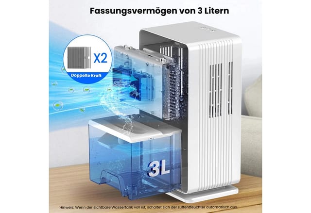 FIMEI Luftentfeuchter Elektrisch – 3L Wassertank für Zuhause, 7-farbiges LED-Nachtlicht, Entfeuchtung 1 l/Tag, Tank 3 l, Ultraleiser Schlafmodus – ideal für angenehme Nutzung