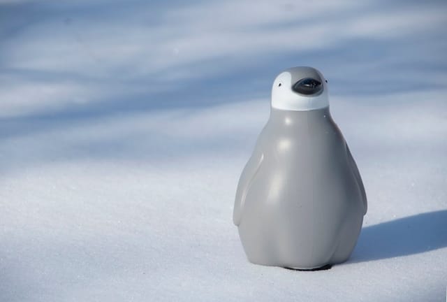 esschert design Gießkanne Pinguin Gießkanne grau Garten 1,4 L Kinder Blumen Kunststoff