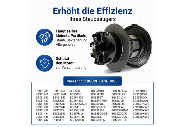 BOSCH Abluftfilter Abluftfilterzylinder 00708278, Zubehör für Staubsauger, Lamellenfilter 205mmØ