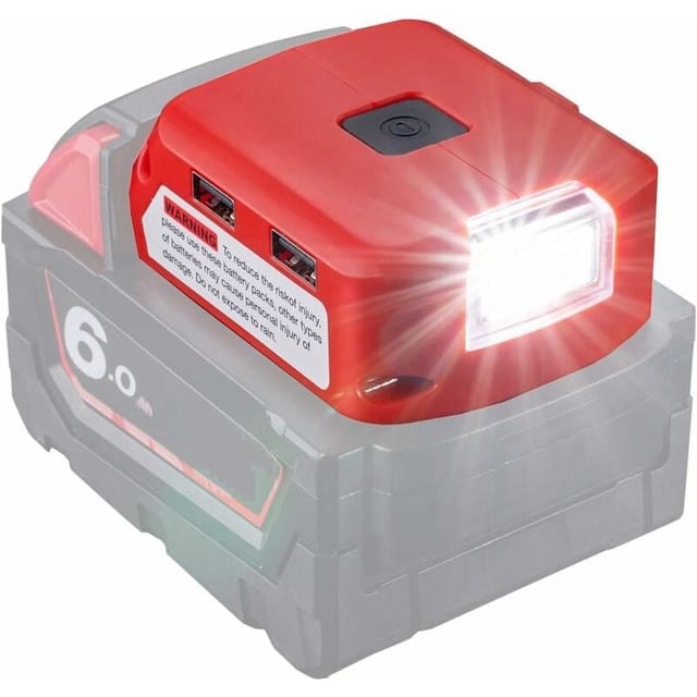 Batterieadapter Für Milwaukee 18 V Batterie, Dc-anschluss & Led-arbeitslicht & Dual-usb-ladegerät, Netzteil Kompatibel Mit Milwaukee 49-24-2371 M18