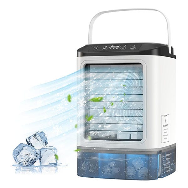 Tragbare Klimaanlage, Mini-luftkühler, 900-ml-wassertank Mit Kühlbox, 4-in-1-luftbefeuchterventilator, 3 Windgeschwindigkeiten