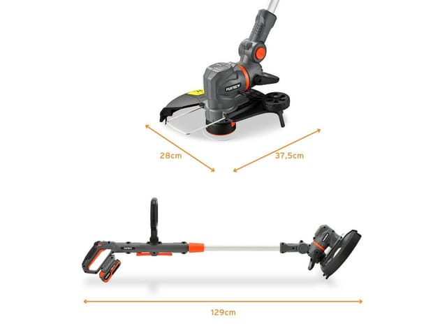 Fuxtec 20v Akku Rasentrimmer Fx-e1rt20proset Drehbarer Kantenschneider 28 Cm Schnittbreite Teleskopstiel Und Doppelgriff