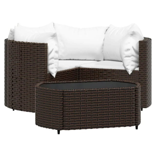 vidaXL 4-tlg Garten-Lounge-Set mit Kissen Braun Poly Rattan Modell 8